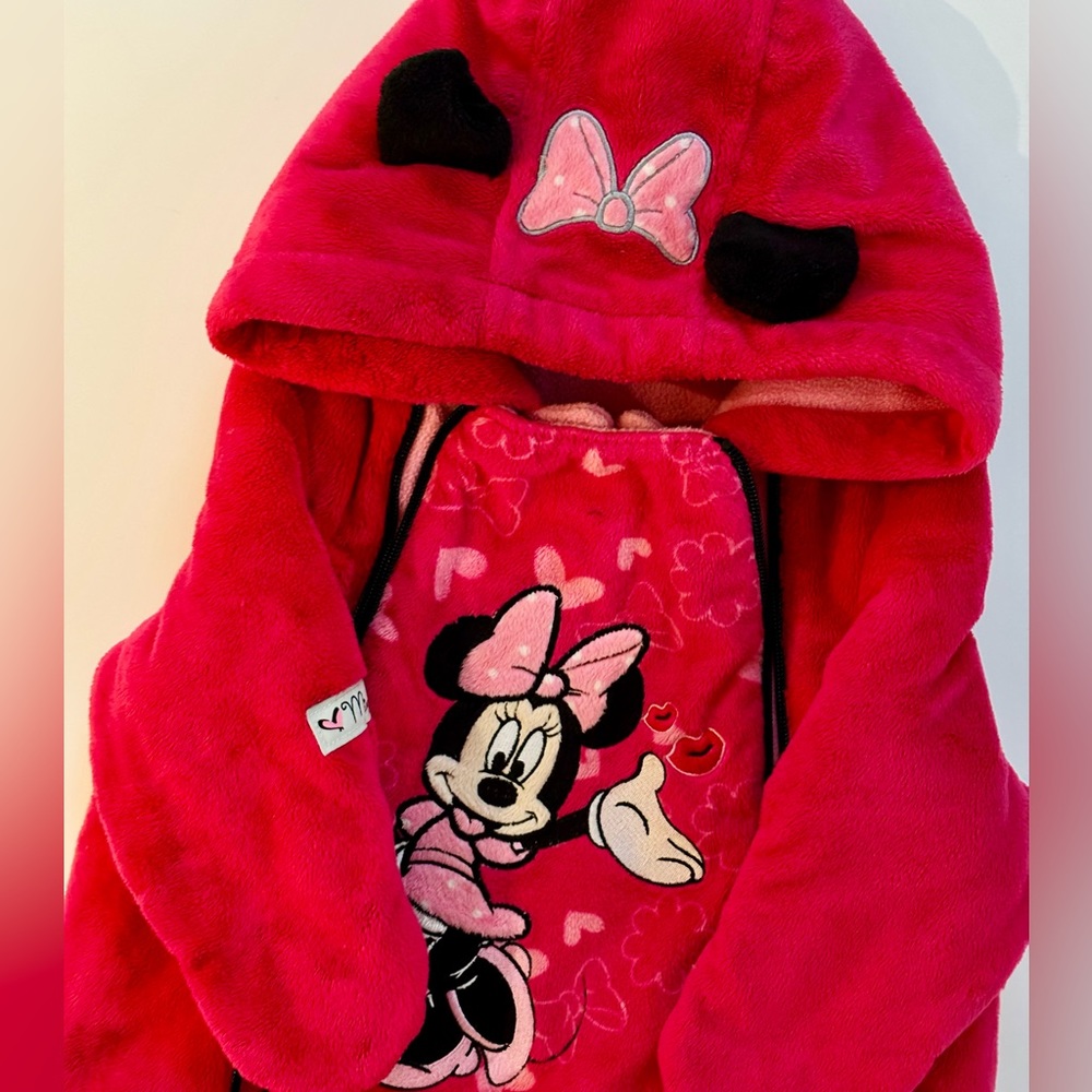 Vintage Minnie Mouse Pink Fleece Snowsuit
